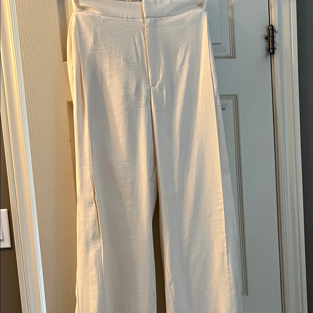 Zara viral Cream flowy satin effect Trousers